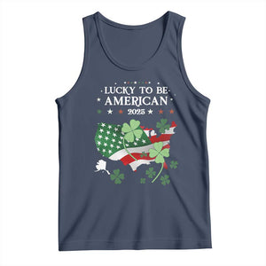 Funny St Patrick's Day Trump Tank Top Lucky To Be American 2025 TS02 Navy Print Your Wear
