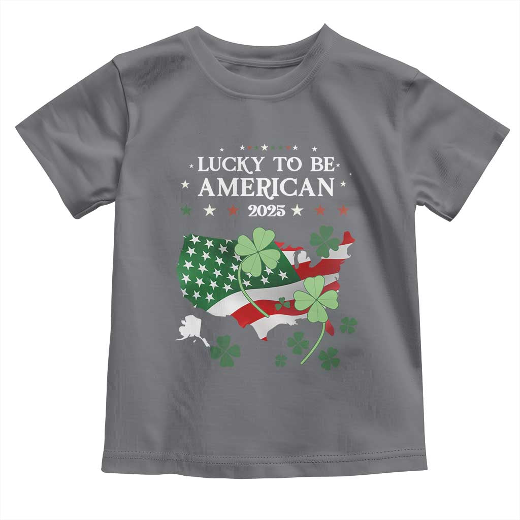 Funny St Patrick's Day Trump Toddler T Shirt Lucky To Be American 2025 TS02 Charcoal Print Your Wear