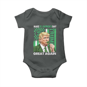 Funny Trump Make St Patrick's Day Great Again Baby Onesie Green American Flag TS02 Dark Heather Print Your Wear