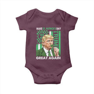 Funny Trump Make St Patrick's Day Great Again Baby Onesie Green American Flag TS02 Maroon Print Your Wear