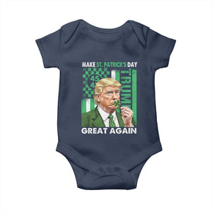 Funny Trump Make St Patrick's Day Great Again Baby Onesie Green American Flag TS02 Navy Print Your Wear