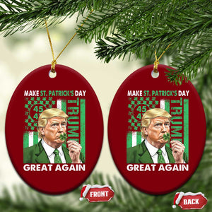 Funny Trump Make St Patrick's Day Great Again Ceramic Ornament Green American Flag TS02 Print Your Wear