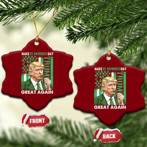 Funny Trump Make St Patrick's Day Great Again Ceramic Ornament Green American Flag TS02 Print Your Wear