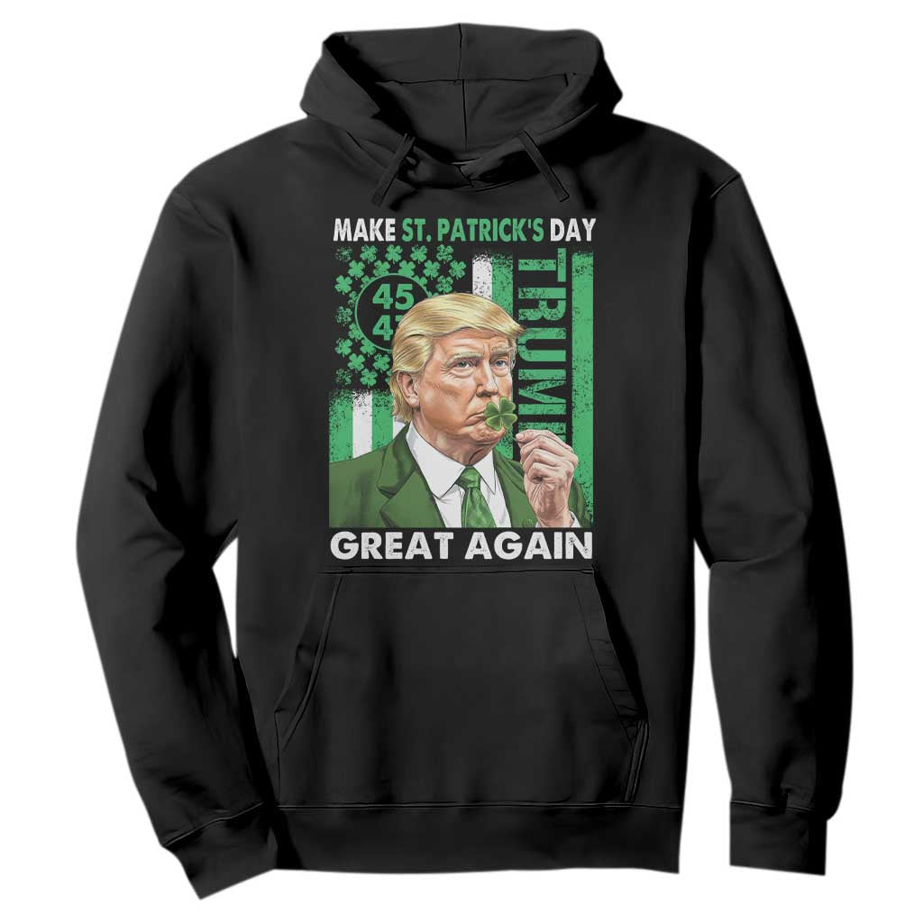 Funny Trump Make St Patrick's Day Great Again Hoodie Green American Flag TS02 Black Print Your Wear