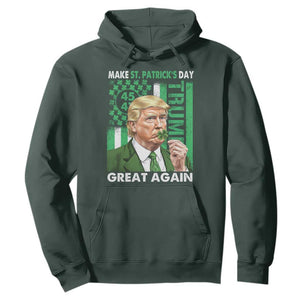 Funny Trump Make St Patrick's Day Great Again Hoodie Green American Flag TS02 Dark Forest Green Print Your Wear