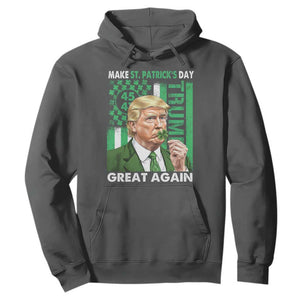 Funny Trump Make St Patrick's Day Great Again Hoodie Green American Flag TS02 Dark Heather Print Your Wear