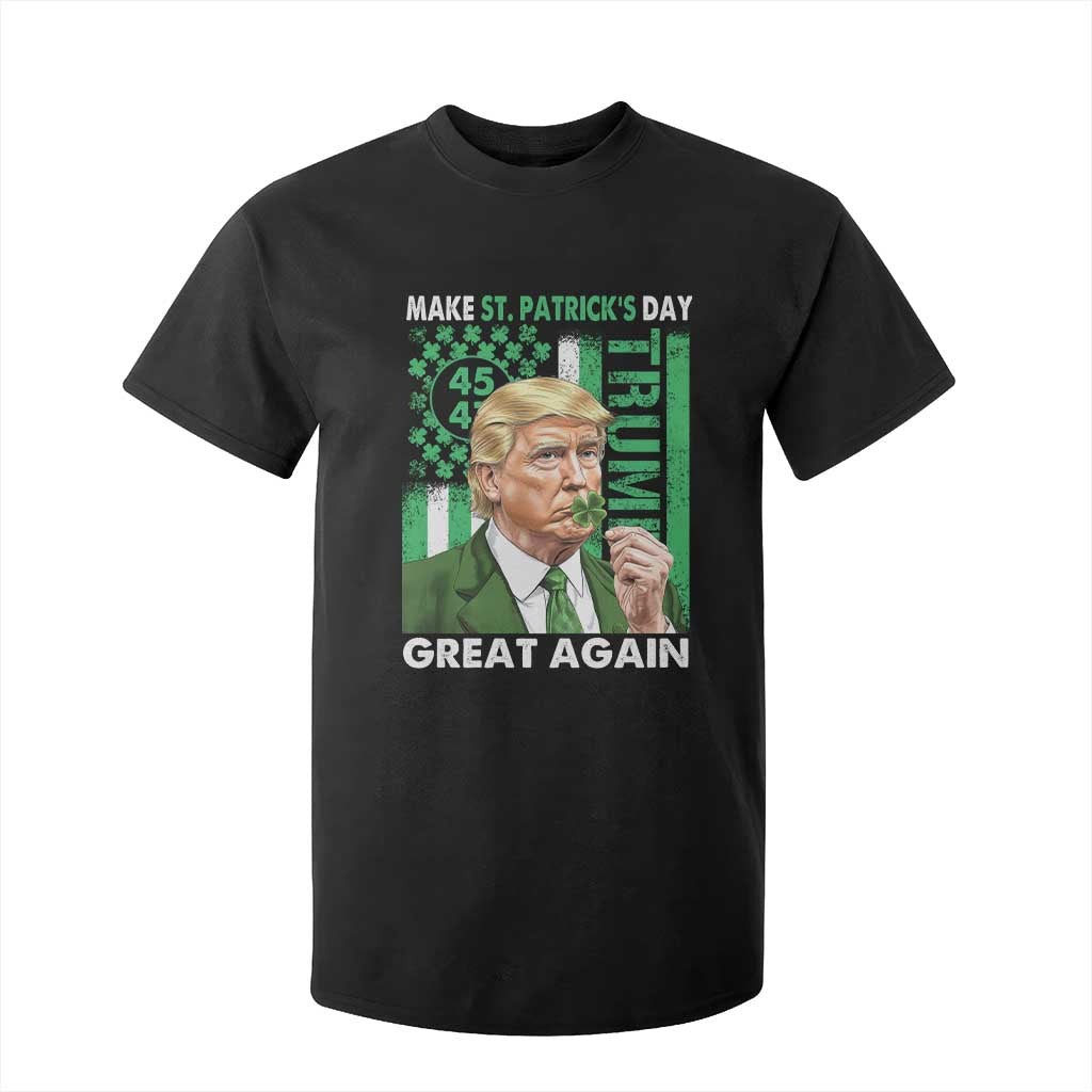 Funny Trump Make St Patrick's Day Great Again T Shirt For Kid Green American Flag TS02 Black Print Your Wear