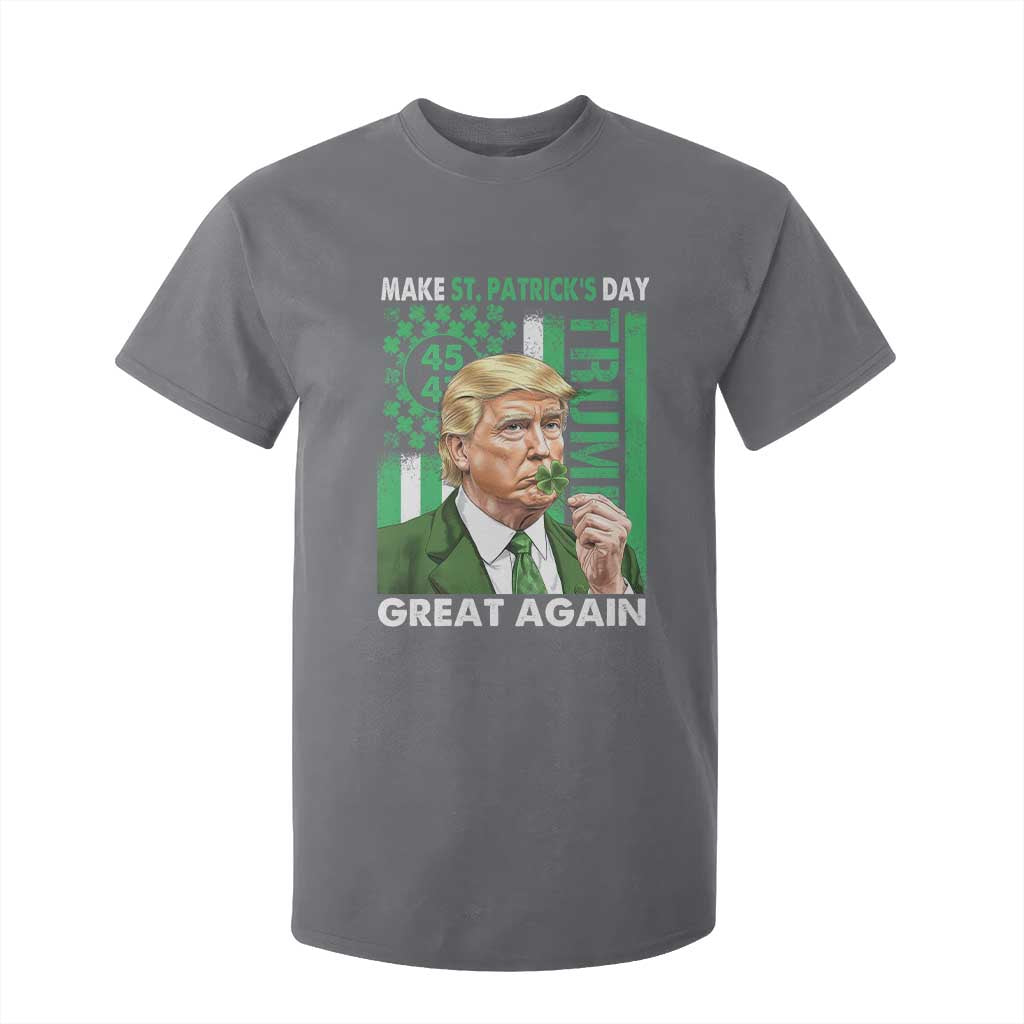 Funny Trump Make St Patrick's Day Great Again T Shirt For Kid Green American Flag TS02 Charcoal Print Your Wear