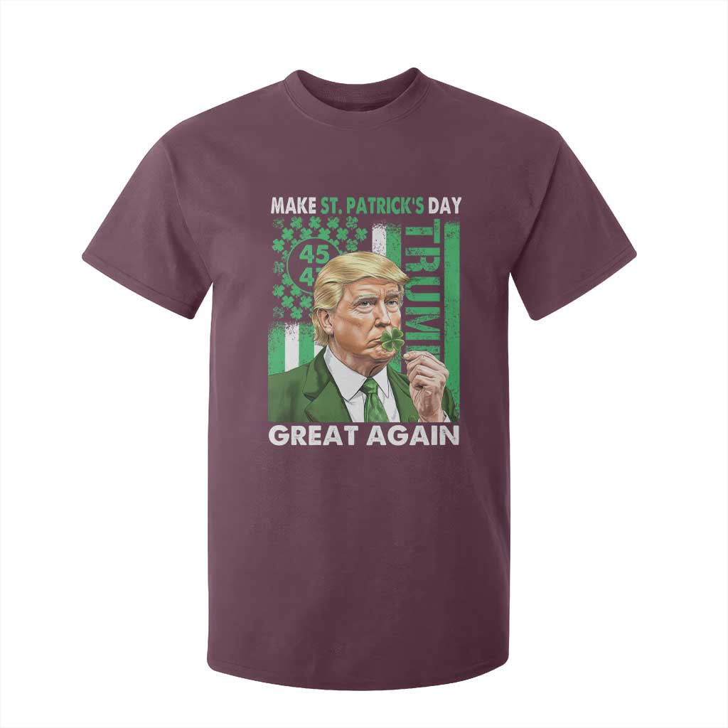 Funny Trump Make St Patrick's Day Great Again T Shirt For Kid Green American Flag TS02 Maroon Print Your Wear