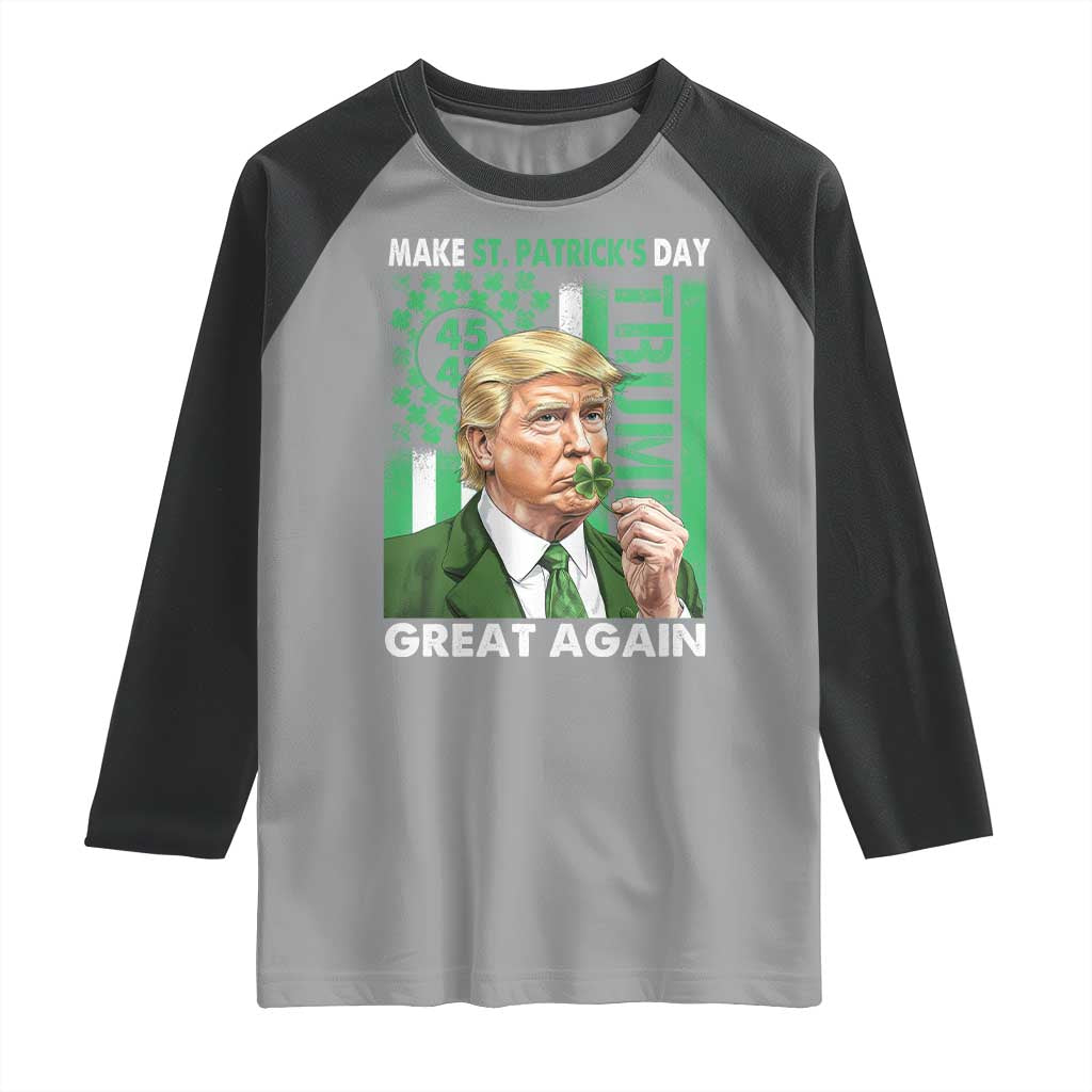 Funny Trump Make St Patrick's Day Great Again Raglan Shirt Green American Flag TS02 Sport Gray Black Print Your Wear
