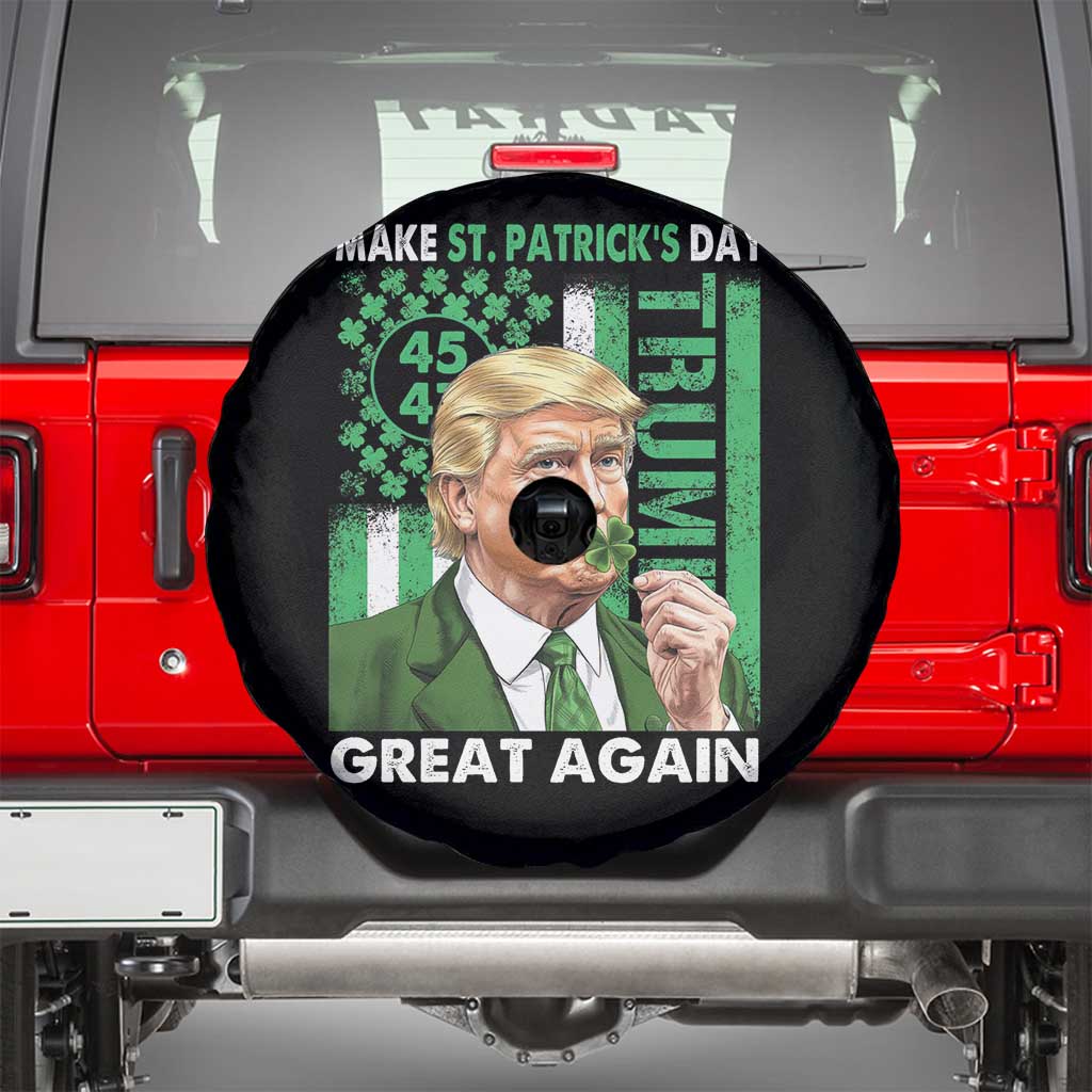 Funny Trump Make St Patrick's Day Great Again Spare Tire Cover Green American Flag TS02 Black Print Your Wear