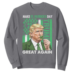 Funny Trump Make St Patrick's Day Great Again Sweatshirt Green American Flag TS02 Charcoal Print Your Wear