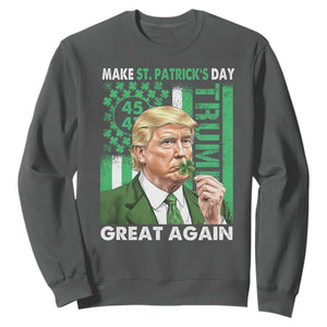 Funny Trump Make St Patrick's Day Great Again Sweatshirt Green American Flag TS02 Dark Heather Print Your Wear