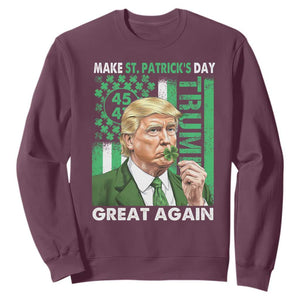 Funny Trump Make St Patrick's Day Great Again Sweatshirt Green American Flag TS02 Maroon Print Your Wear