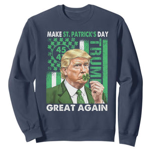 Funny Trump Make St Patrick's Day Great Again Sweatshirt Green American Flag TS02 Navy Print Your Wear