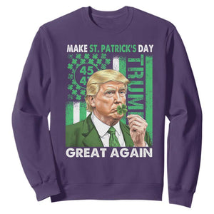 Funny Trump Make St Patrick's Day Great Again Sweatshirt Green American Flag TS02 Purple Print Your Wear
