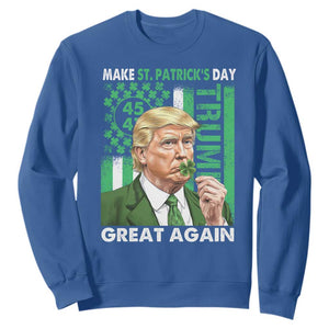 Funny Trump Make St Patrick's Day Great Again Sweatshirt Green American Flag TS02 Royal Blue Print Your Wear