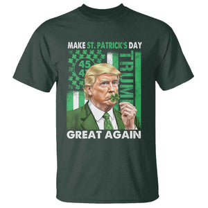 Funny Trump Make St Patrick's Day Great Again T Shirt Green American Flag TS02 Dark Forest Green Print Your Wear