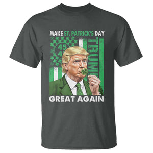 Funny Trump Make St Patrick's Day Great Again T Shirt Green American Flag TS02 Dark Heather Print Your Wear