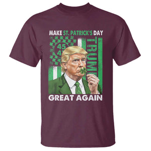 Funny Trump Make St Patrick's Day Great Again T Shirt Green American Flag TS02 Maroon Print Your Wear