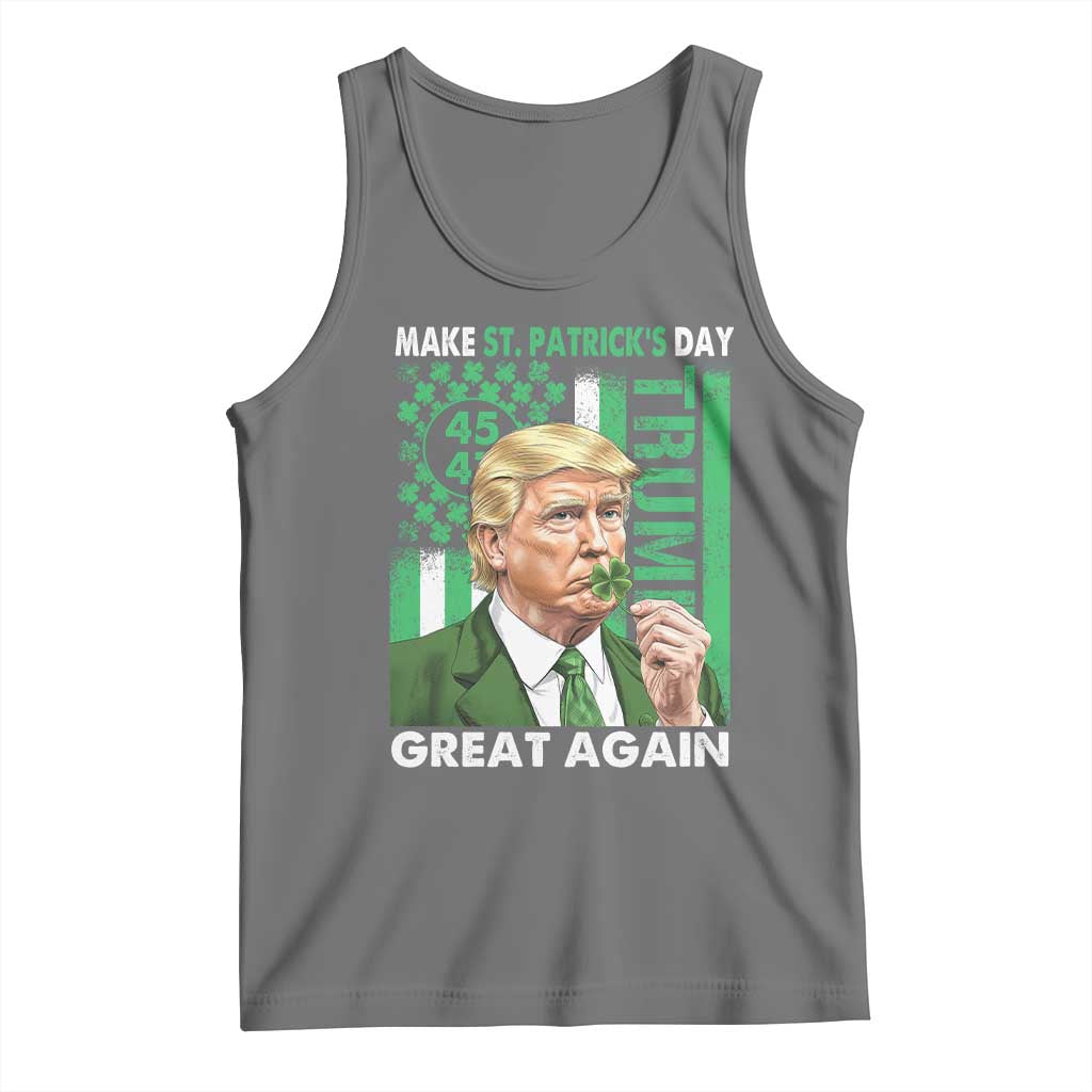 Funny Trump Make St Patrick's Day Great Again Tank Top Green American Flag TS02 Black Heather Print Your Wear
