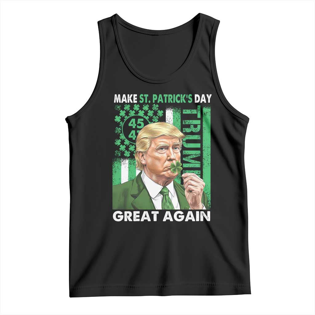 Funny Trump Make St Patrick's Day Great Again Tank Top Green American Flag TS02 Black Print Your Wear