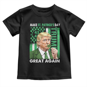 Funny Trump Make St Patrick's Day Great Again Toddler T Shirt Green American Flag TS02 Black Print Your Wear