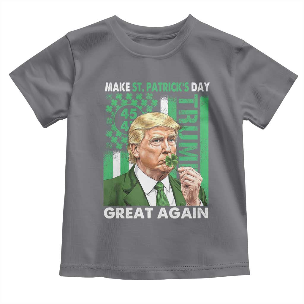 Funny Trump Make St Patrick's Day Great Again Toddler T Shirt Green American Flag TS02 Charcoal Print Your Wear