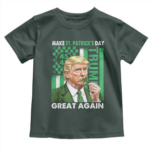 Funny Trump Make St Patrick's Day Great Again Toddler T Shirt Green American Flag TS02 Dark Forest Green Print Your Wear