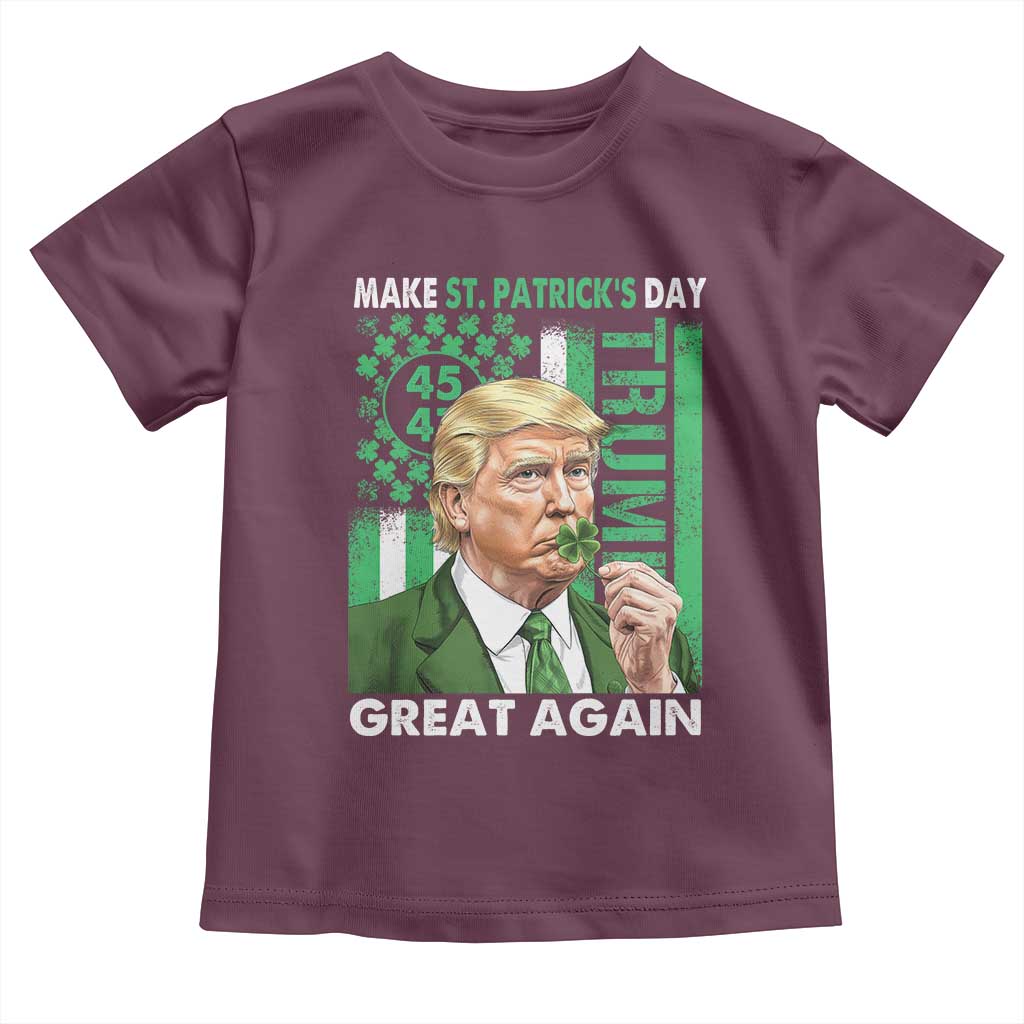 Funny Trump Make St Patrick's Day Great Again Toddler T Shirt Green American Flag TS02 Maroon Print Your Wear