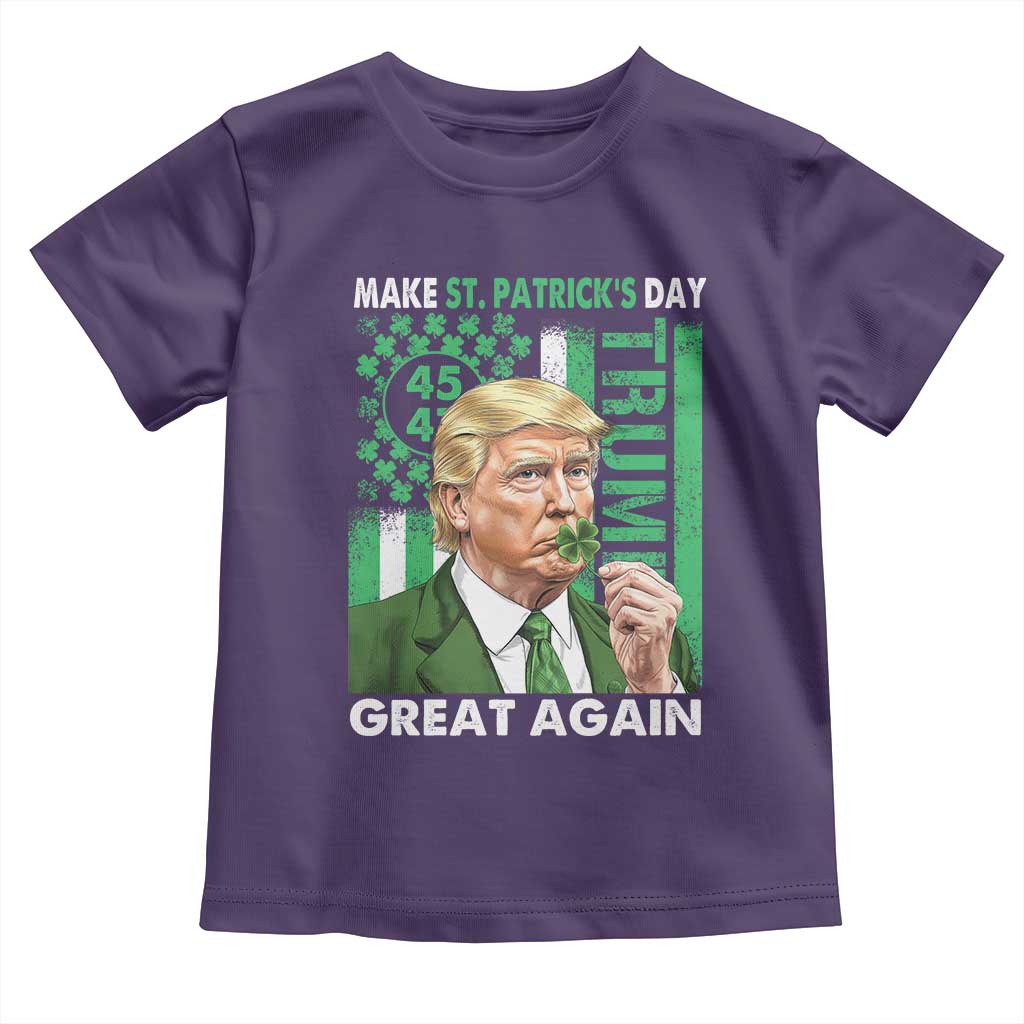 Funny Trump Make St Patrick's Day Great Again Toddler T Shirt Green American Flag TS02 Purple Print Your Wear