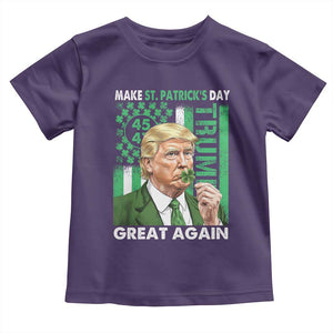 Funny Trump Make St Patrick's Day Great Again Toddler T Shirt Green American Flag TS02 Purple Print Your Wear