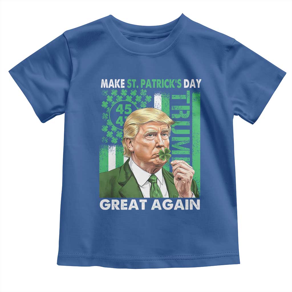 Funny Trump Make St Patrick's Day Great Again Toddler T Shirt Green American Flag TS02 Royal Blue Print Your Wear