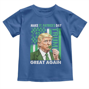 Funny Trump Make St Patrick's Day Great Again Toddler T Shirt Green American Flag TS02 Royal Blue Print Your Wear