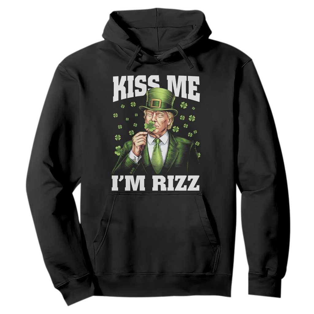 Funny St Patrick's Day Trump Hoodie Kiss Me I'm Rizz TS02 Black Print Your Wear