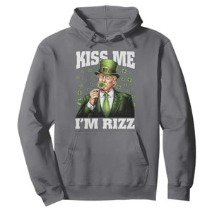 Funny St Patrick's Day Trump Hoodie Kiss Me I'm Rizz TS02 Charcoal Print Your Wear