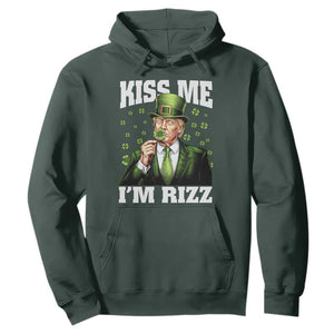 Funny St Patrick's Day Trump Hoodie Kiss Me I'm Rizz TS02 Dark Forest Green Print Your Wear