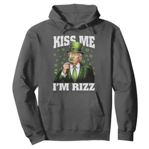 Funny St Patrick's Day Trump Hoodie Kiss Me I'm Rizz TS02 Dark Heather Print Your Wear