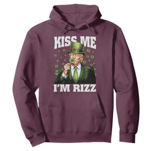 Funny St Patrick's Day Trump Hoodie Kiss Me I'm Rizz TS02 Maroon Print Your Wear