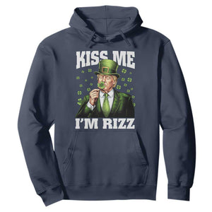 Funny St Patrick's Day Trump Hoodie Kiss Me I'm Rizz TS02 Navy Print Your Wear