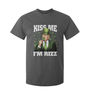Funny St Patrick's Day Trump T Shirt For Kid Kiss Me I'm Rizz TS02 Dark Heather Print Your Wear