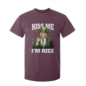 Funny St Patrick's Day Trump T Shirt For Kid Kiss Me I'm Rizz TS02 Maroon Print Your Wear