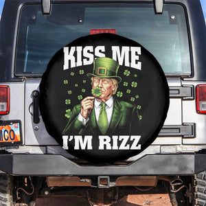 Funny St Patrick's Day Trump Spare Tire Cover Kiss Me I'm Rizz TS02 No hole Black Print Your Wear