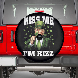 Funny St Patrick's Day Trump Spare Tire Cover Kiss Me I'm Rizz TS02 Black Print Your Wear