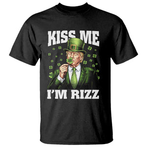 Funny St Patrick's Day Trump T Shirt Kiss Me I'm Rizz TS02 Black Print Your Wear