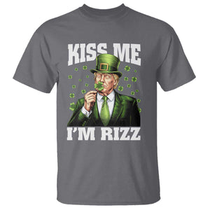 Funny St Patrick's Day Trump T Shirt Kiss Me I'm Rizz TS02 Charcoal Print Your Wear
