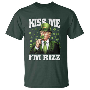Funny St Patrick's Day Trump T Shirt Kiss Me I'm Rizz TS02 Dark Forest Green Print Your Wear