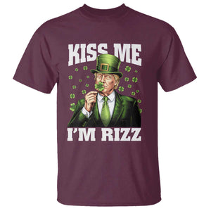 Funny St Patrick's Day Trump T Shirt Kiss Me I'm Rizz TS02 Maroon Print Your Wear