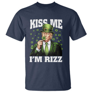 Funny St Patrick's Day Trump T Shirt Kiss Me I'm Rizz TS02 Navy Print Your Wear