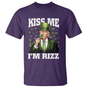 Funny St Patrick's Day Trump T Shirt Kiss Me I'm Rizz TS02 Purple Print Your Wear